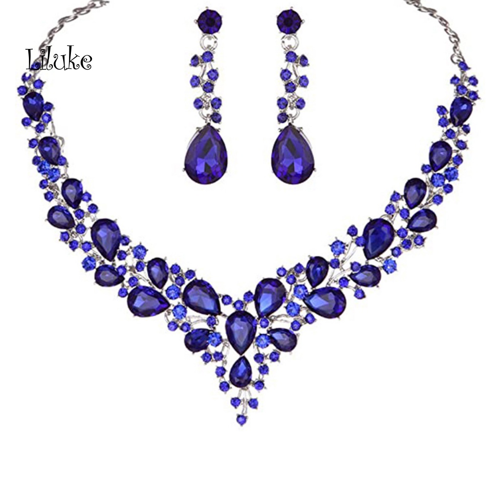 Bộ Vòng cổ + Đôi Khuyên Tai Thiết Kế Sang Trọng Phối Đá Nhân Tạo