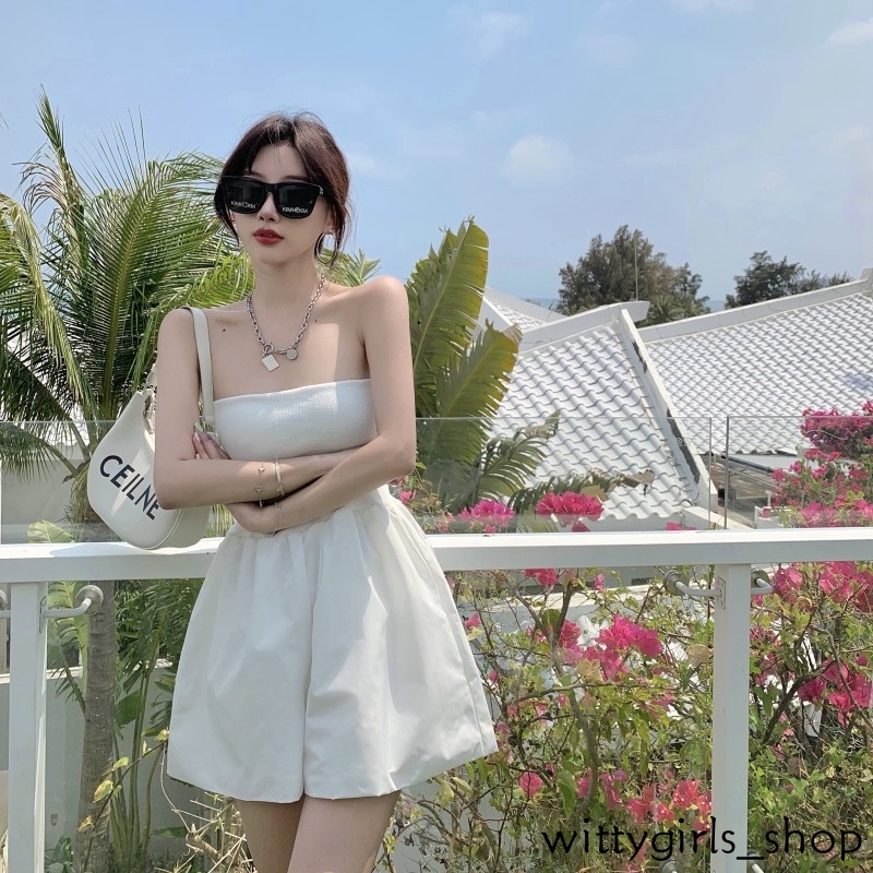 Wittygirls-quần Short Giả Váy Ngắn Dáng Rộng Lưng Cao Mặc Mùa Hè