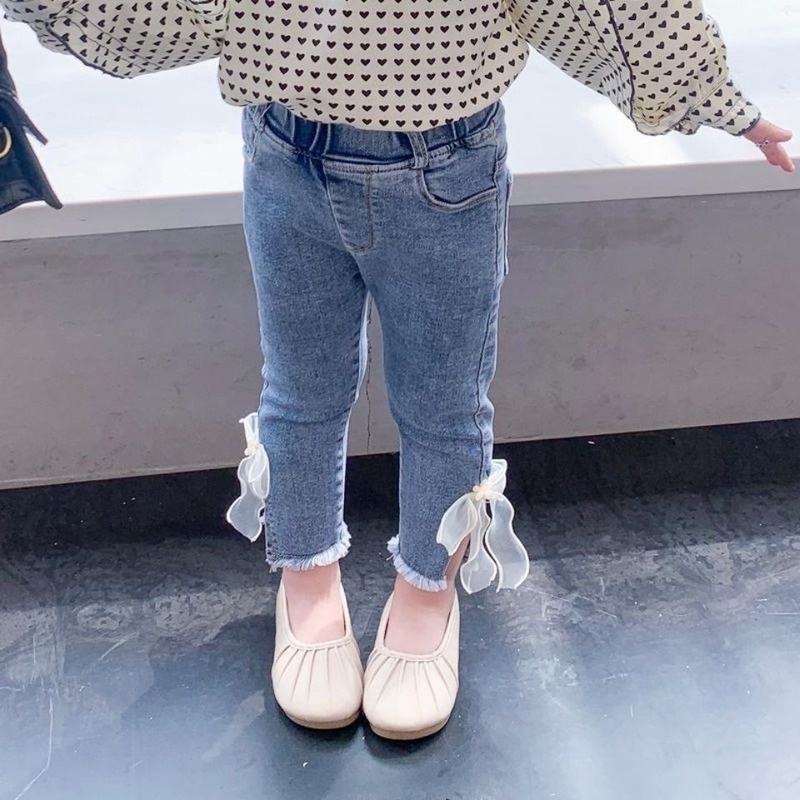 Quần jean  dài co giãn thời trang xuân thu Hàn Quốc sành điệu cho trẻ 1-9 tuổi
