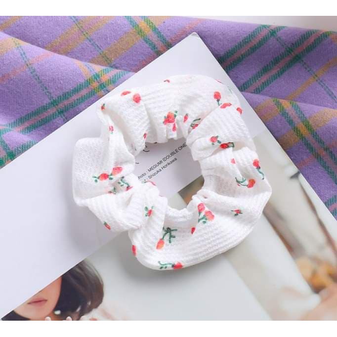 Dây buộc tóc, cột tóc scrunchies hoa nhí