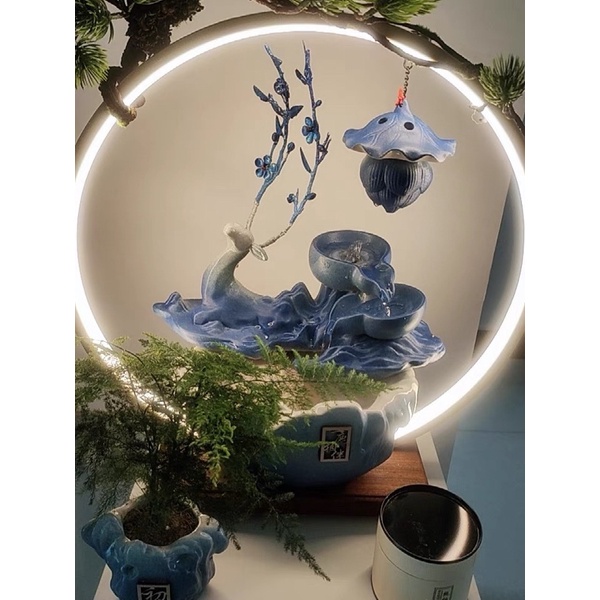 Vật phẩm trang trí phong thuỷ thác khói trầm hương  LED039 Nhất Lộ Tương Bán size 40cm