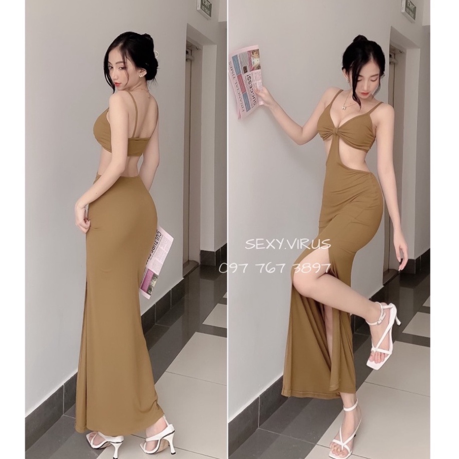 [HOT] Đầm 2 dây dài xẻ - cut eo