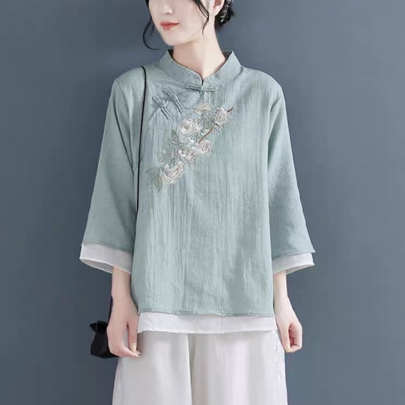 Áo 1 lớp cổ trang hán phục kiểu trung hoa trung quốc đi lễ chùa