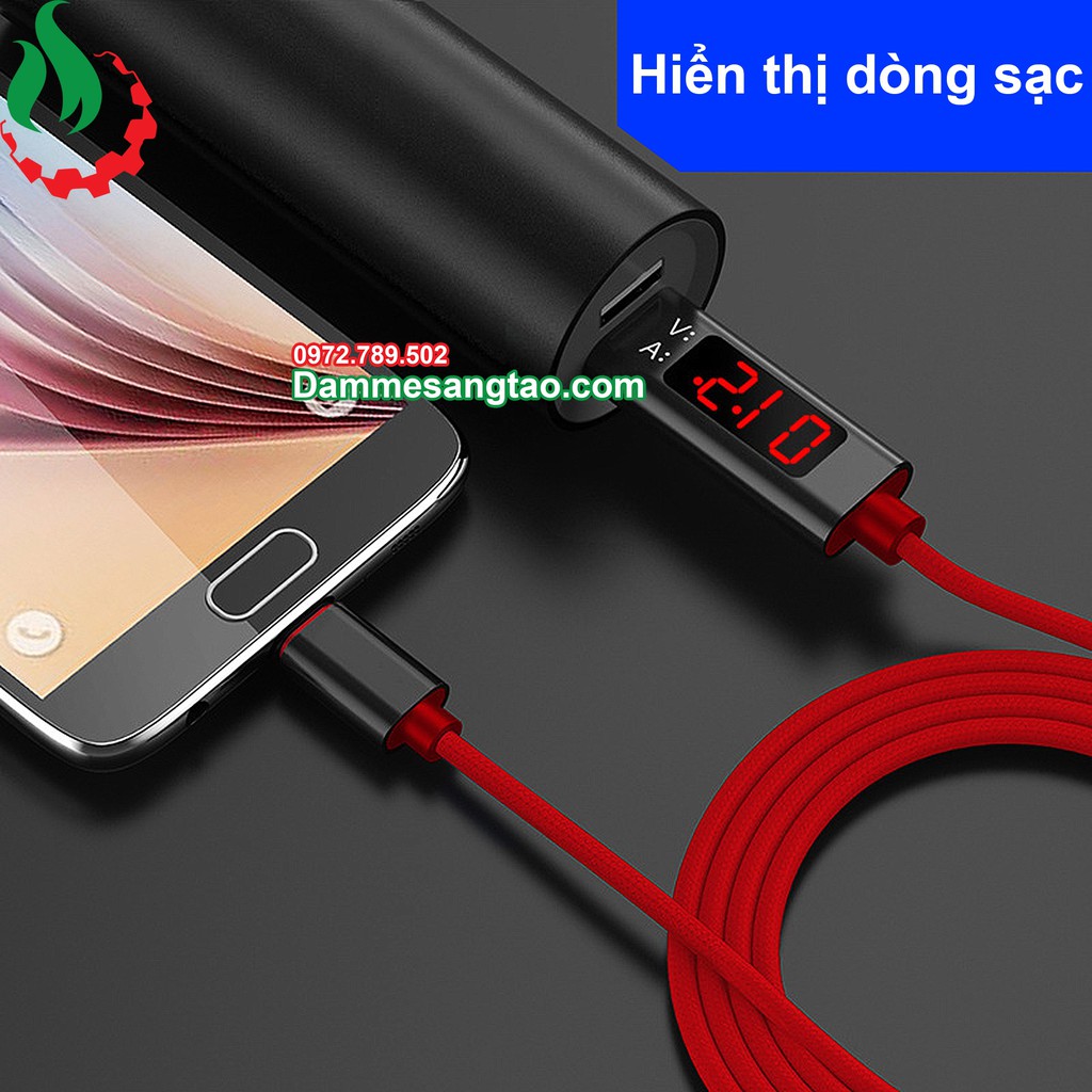 DMST Cáp sạc điện thoại có đèn LED hiển thị Vôn Ampe