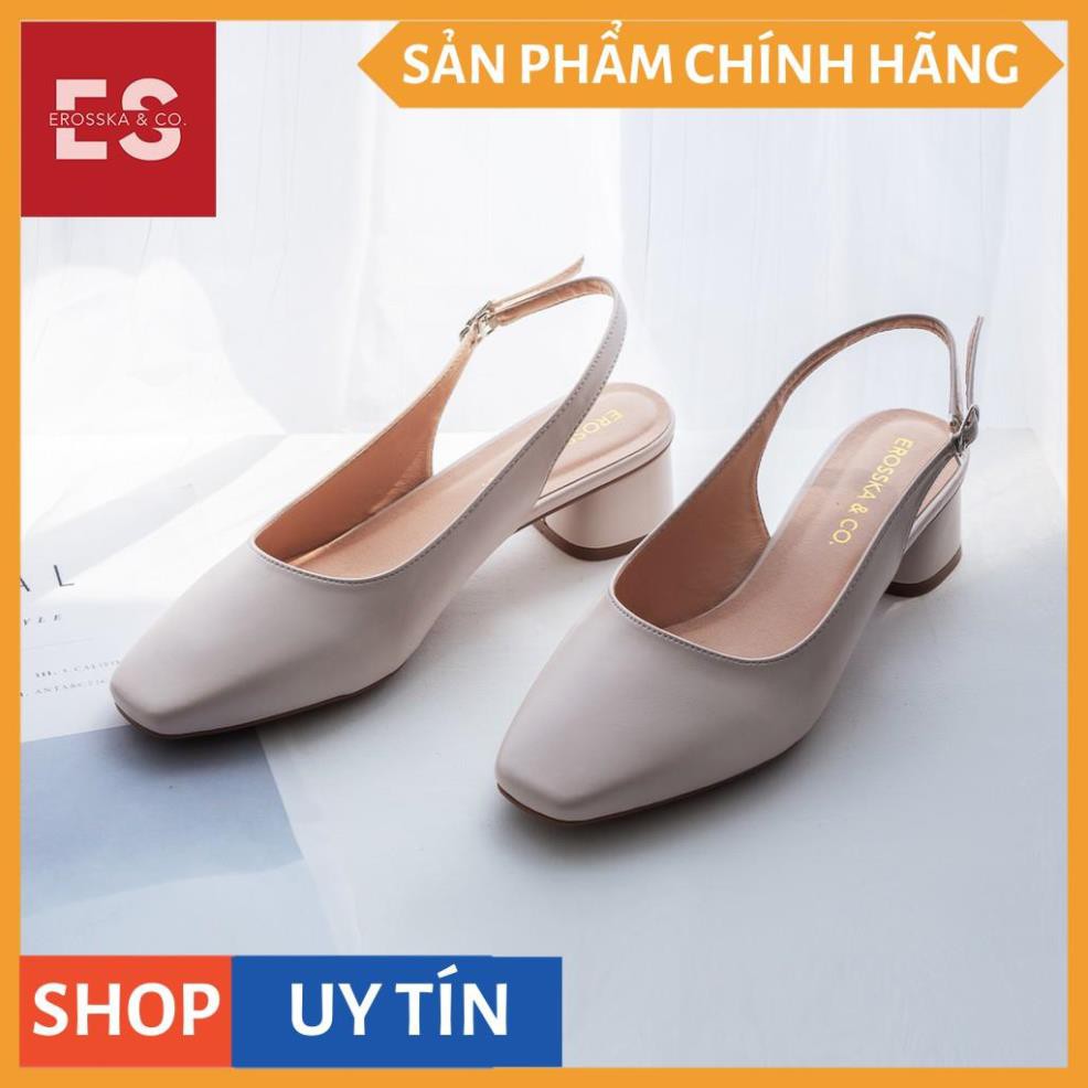 Giày cao gót slingback Erosska mũi vuông kiểu dáng basic gót vuông vững chắc màu đen _ EL013 | BigBuy360 - bigbuy360.vn