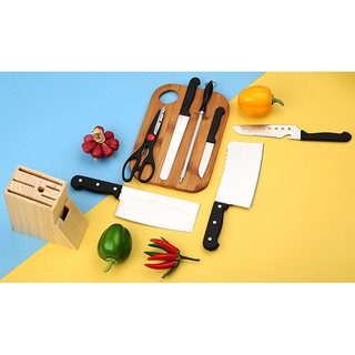 Bộ dao 7 món thép không gỉ kèm hộp gỗ đẹp sang