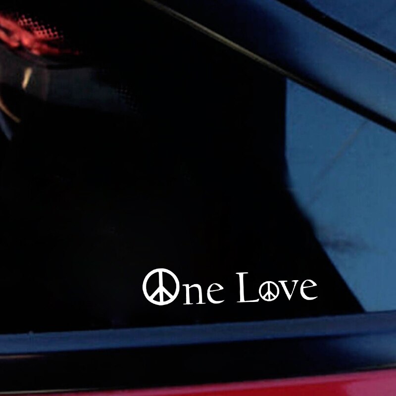 Miếng Dán Trang Trí Xe Hơi In Chữ Peace Loving One Love 15.5cmx3.4cm