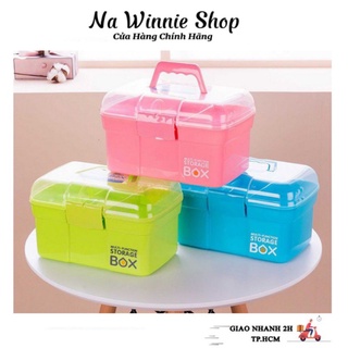 Cốp nhựa nail box - Cốp nhựa 2 tầng đựng đồ nail mi 30x20x20cm