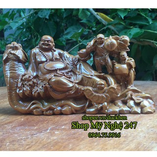 Tượng Phật Di Lặc Mini Tam Tặc ngồi tựa củ sâm
