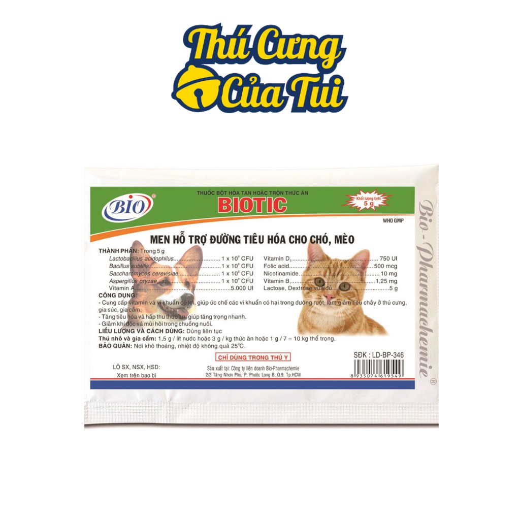 Men Tiêu Hóa Cho Chó Mèo BIOTIC 5g - Thú Cưng Của Tui