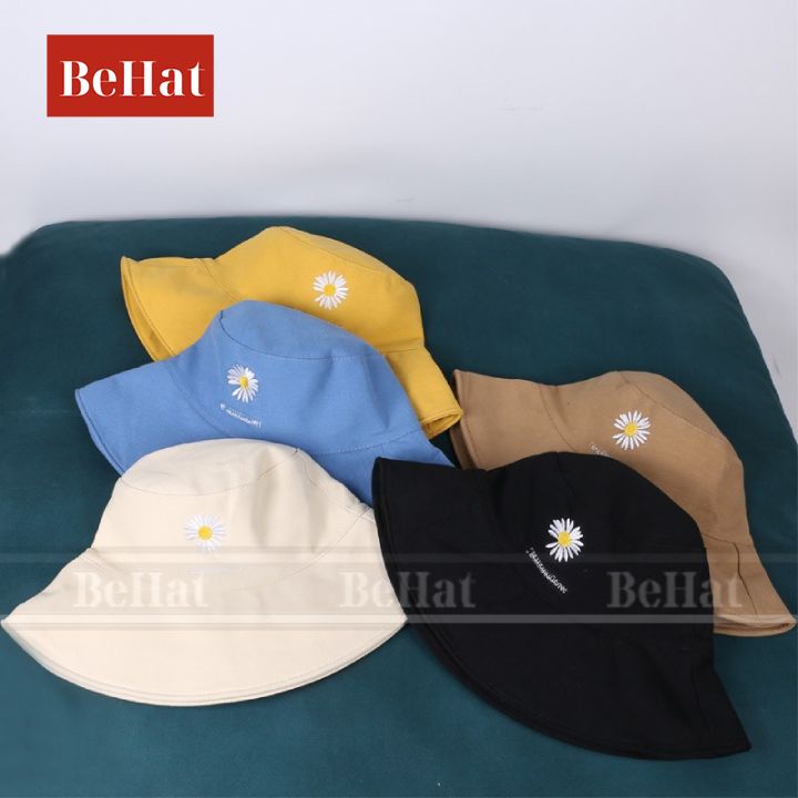 Nón Bucket Nữ Logo Hoa Cúc Có Chữ,Chất Liệu Poly Thoáng Mát Phù Hợp Cho Mùa Hè