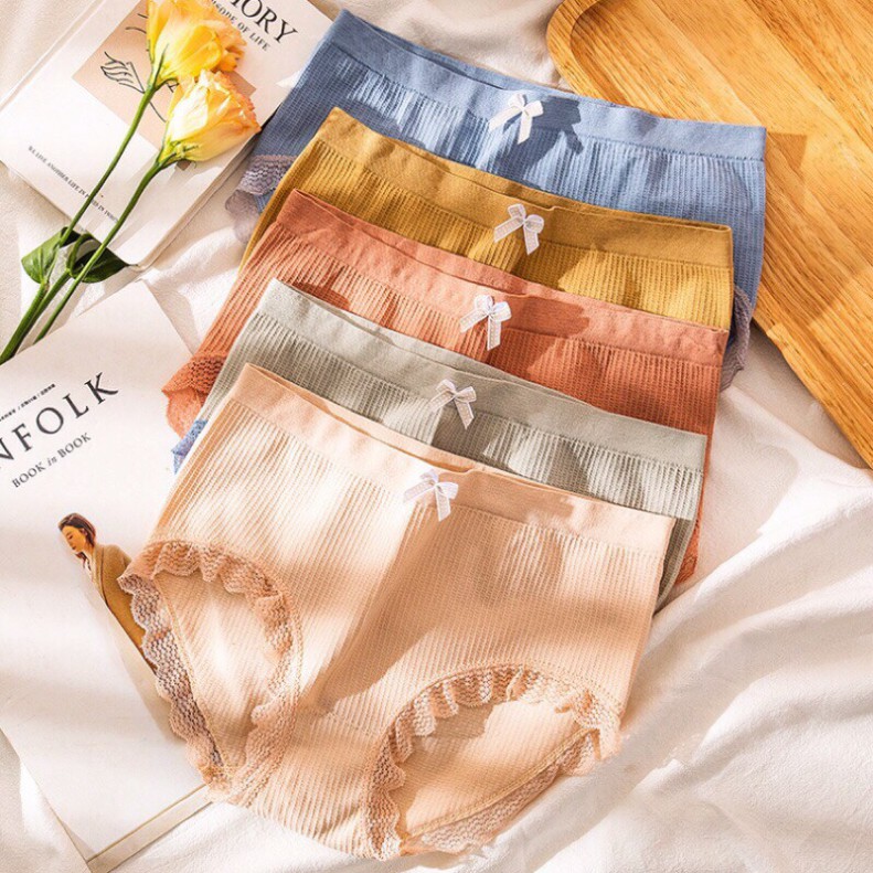 Quần Lót Cotton Thông Hơi Co Giãn 4 Chiều Sợi Bông Viền Ren Cao Cấp 3312 nội y xanh chất đẹp
