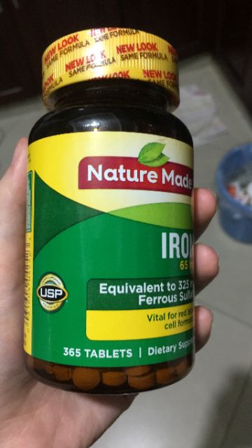 Viên uống Nature Made Iron (sắt) 65mg hộp 365 viên Mỹ