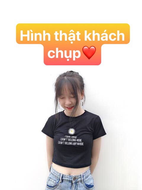 (Có hình thật) ÁO CROPTOP THÊU HOA CÚC 2 MÀU | BigBuy360 - bigbuy360.vn