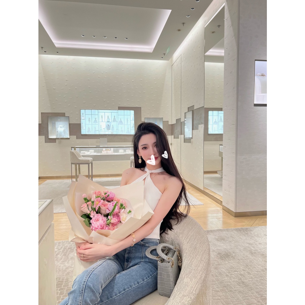 Cocory vn Áo Croptop Sát Nách Thiết Kế Dây Đan Chéo Quyến Rũ 3 Màu Sắc