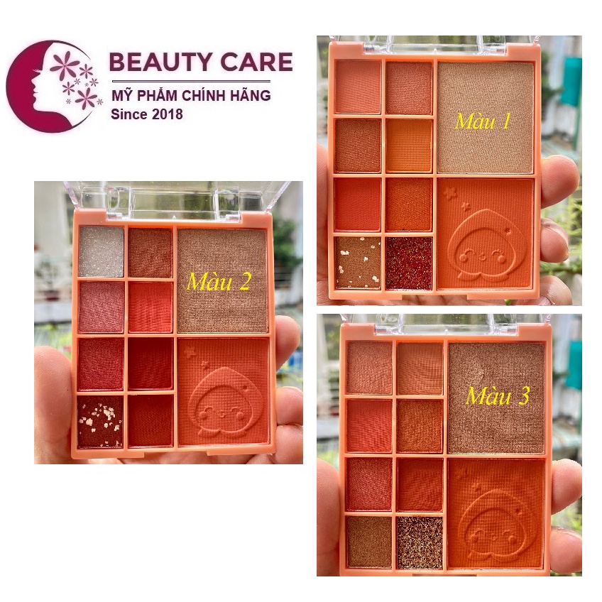 Phấn mắt 10 ô Any Lady Peach Girl tông Cam đào cực xinh (8 ô mắt nhũ, lì, kim tuyến + 1 ô má hồng + 1 ô phấn bắt sáng)