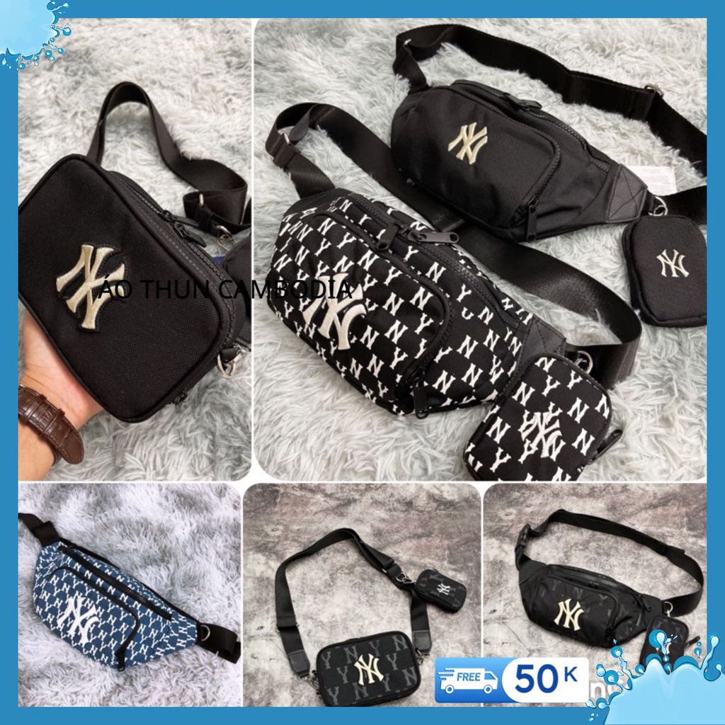 Túi Bao tử , Túi đeo chéo m.l.b B438 MLB NY MONOGRAM WAIST BAG BLACK