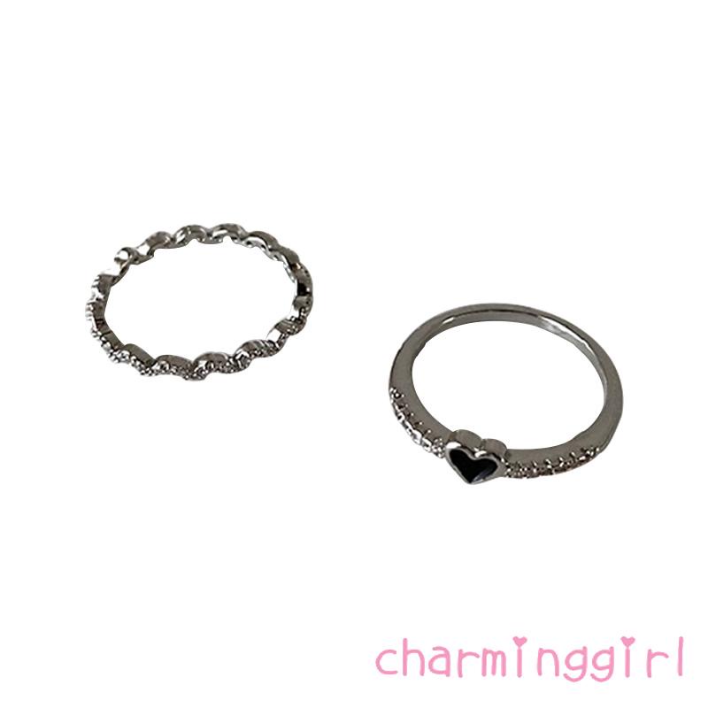 Nhẫn đính đá zircon màu đen thời trang cá tính