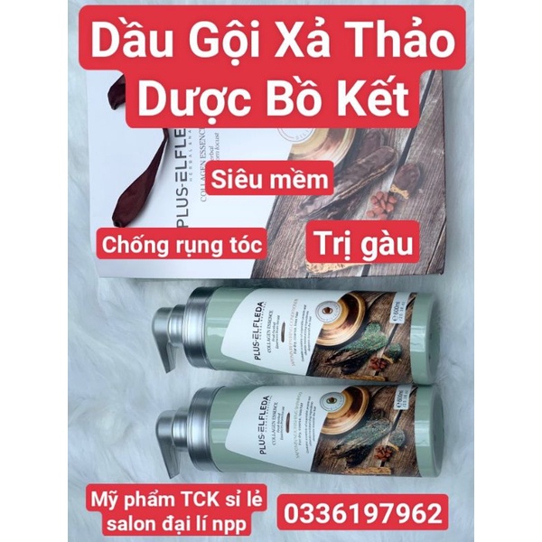 DẦU GỘI XẢ THẢO DƯỢC BỒ KẾT CHỐNG RỤNG TÓC COLLAGEN ESSENCE PLUS ELFLEDA 600MLX2