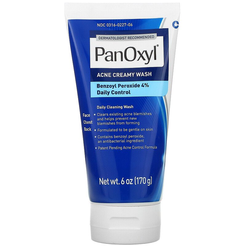 Sữa rửa mặt kháng khuẩn hằng ngày cho da mụn PanOxyl Antimicrobial Acne Creamy Wash, 4% Benzoyl Peroxide 170g