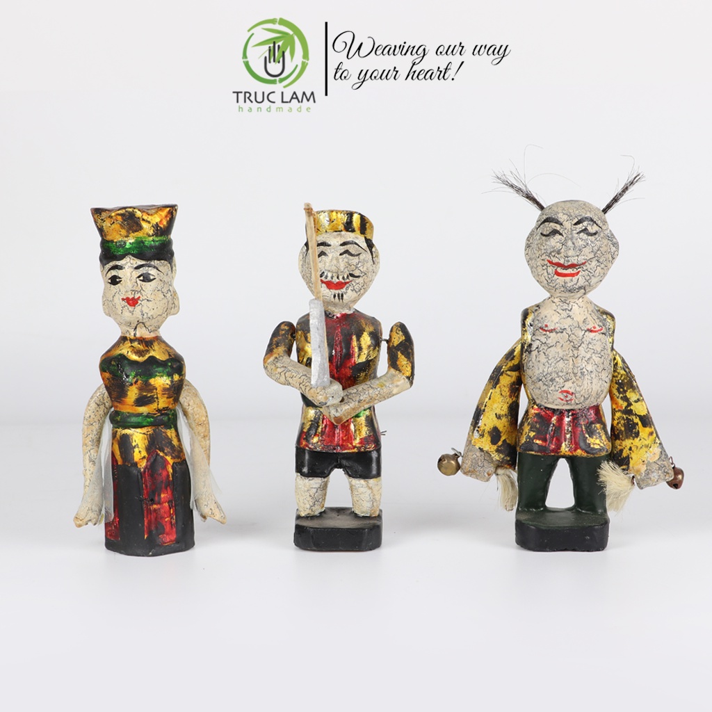 Rối Gỗ Ông Địa, Cô Tiên, Ông Lão Câu Cá Cỡ Nhỏ - Trúc Lâm Handmade