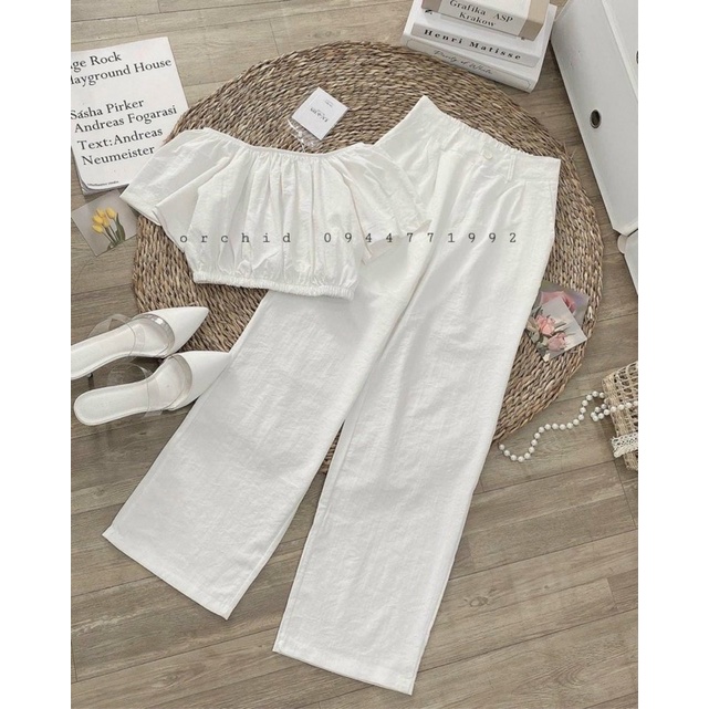 SET BỘ ĐŨI TRẮNG TRỄ VAI CHUN LƯNG CHO NỮ