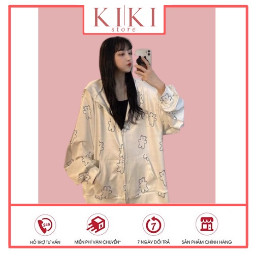 [CÓ VIDEO VÀ HÌNH THẬT] Áo khoác nỉ gấu trắng viền đen siu xinh