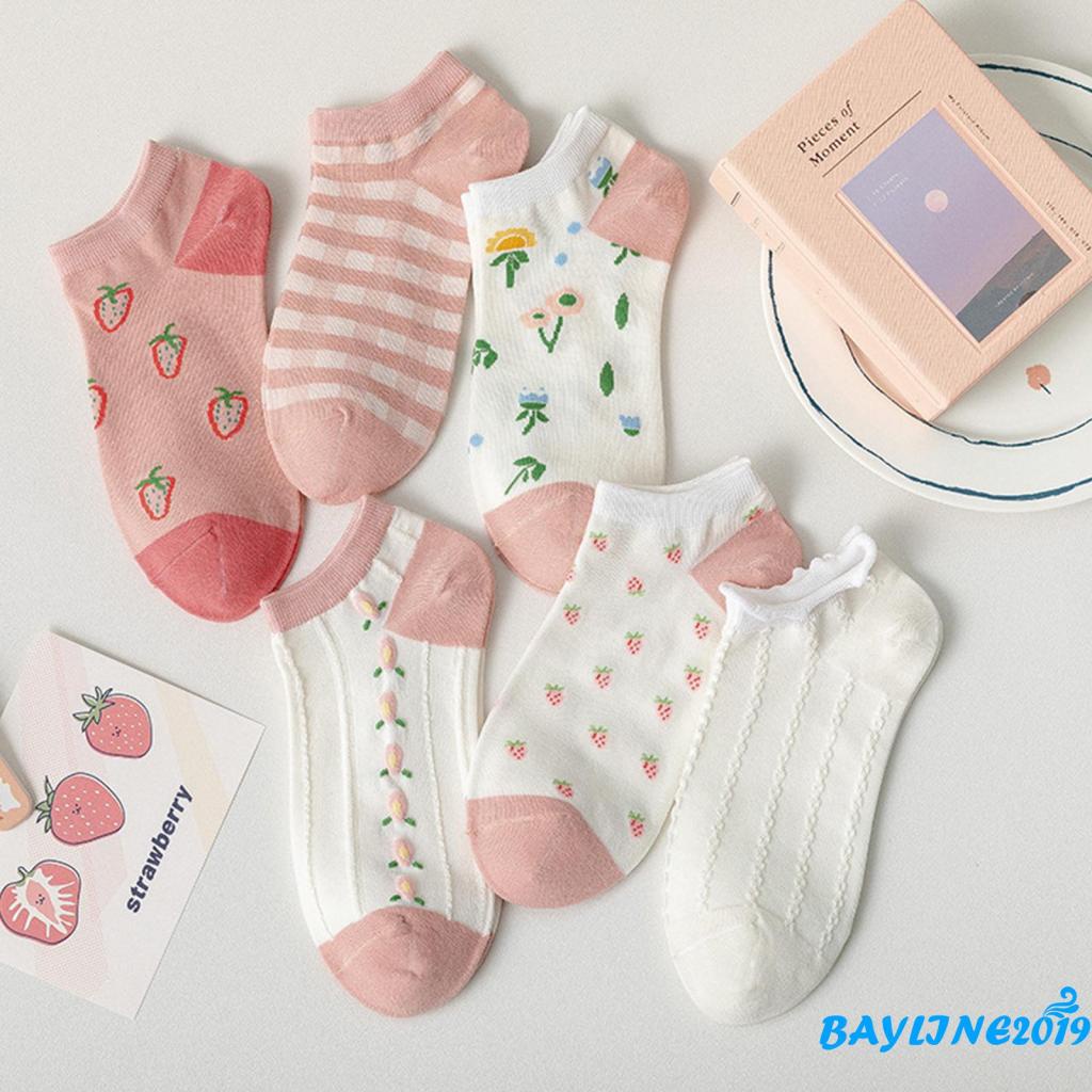 Vớ cotton cổ cao in họa tiết hoạt hình xinh xắn dành cho nữ