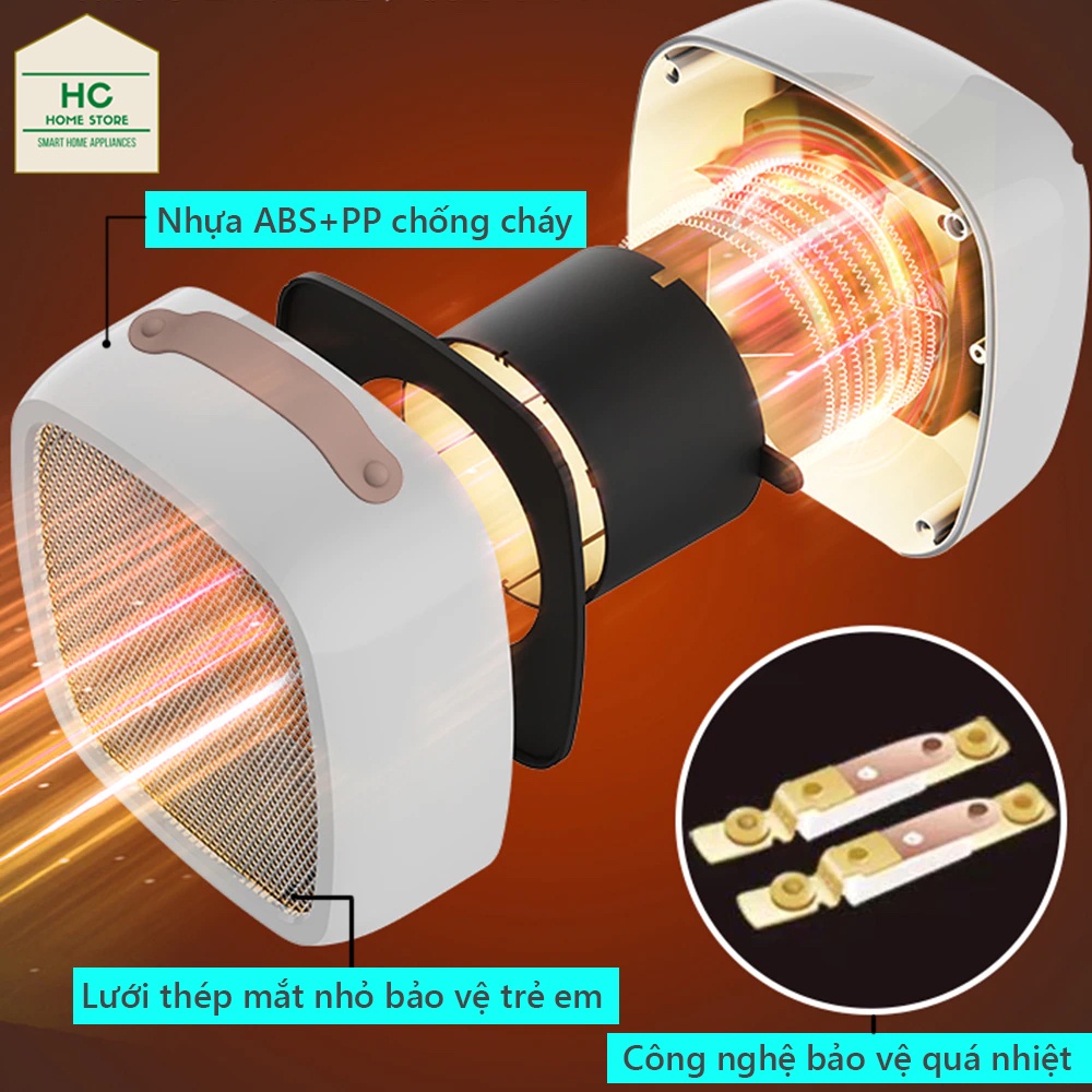 Máy sưởi ấm mini cầm tay 500W cho bé nóng nhanh, không phát sáng, không gây ồn, không gây bỏng