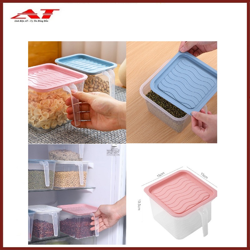 Hộp vuông bảo quản thực phẩm có nắp và tay cầm - AT