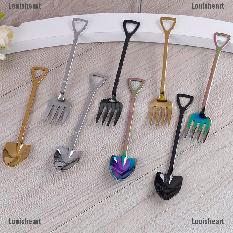 Muỗng cà phê inox cán hình xẻng nhiều màu