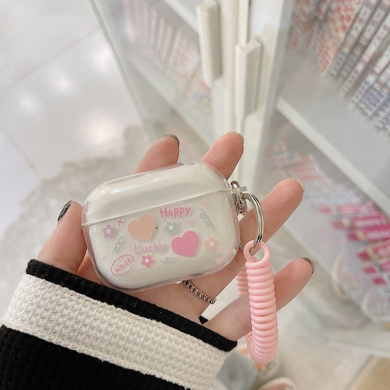 Vỏ Bảo Vệ Hộp Sạc Tai Nghe Bluetooth airpods 2/3 Trong Suốt Kèm Dây Đeo Thời Trang Chất Lượng Cao