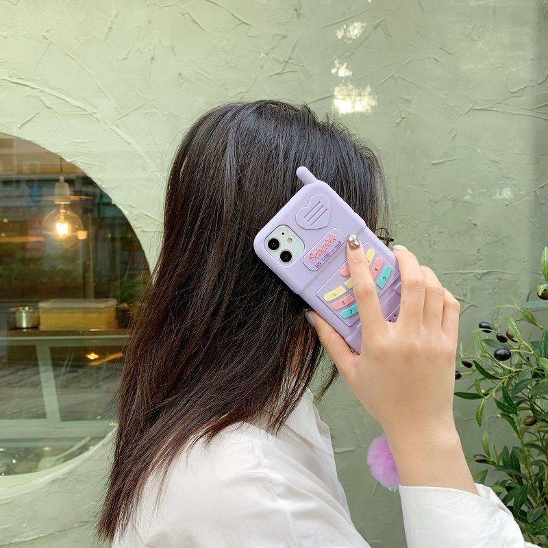 Ốp Điện Thoại Màu Tím Chống Sốc Phong Cách Retro Cho iPhone 13/12/11/XS/X/8/7
