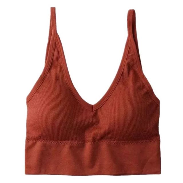 Áo bra cotton gân tăm trễ lưng xuất nhật