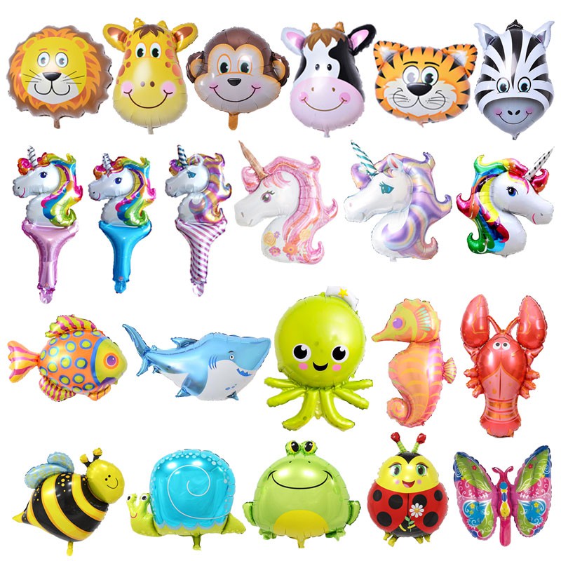 Bộ 6 bong bóng lá nhôm hình động vật biển chuyên dùng trang trí tiệc sinh nhật cho trẻ em