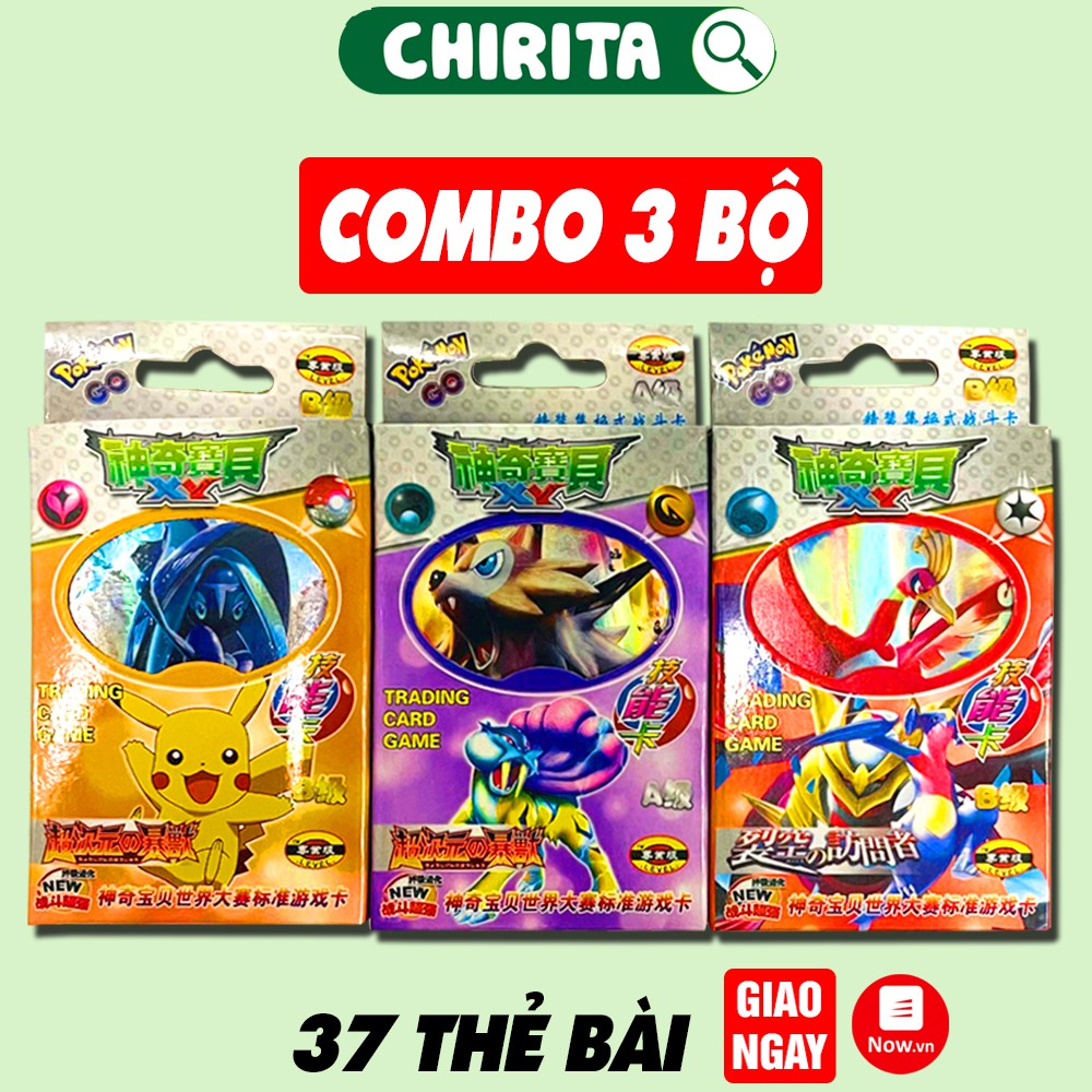 Bộ Bài POKEMON Giấy Cứng Loại Đẹp - 1 Bộ Gồm 37 Thẻ Bài Đồ Chơi Trẻ Em Chirita