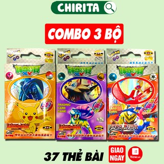 Combo 3 Bộ Bài POKEMON Giấy Cứng Loại Đẹp - 1 Bộ Gồm 37 Thẻ Bài PKM3