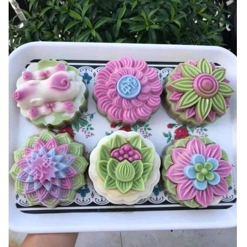 Khuôn rau câu khuôn xôi VT hình hoa cúc hồng cá sen khuôn trung thu 9cm