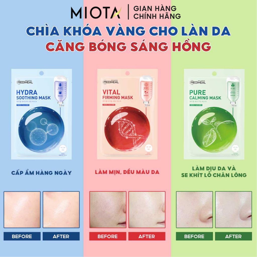 Mặt Nạ Dưỡng Trắng Da, Giảm Mụn, Làm Dịu Da, Phục Hồi Da Mediheal 24ml (01 miếng lẻ)