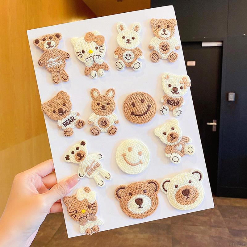 Kẹp tóc vải dệt kim hình gấu/thỏ hoạt hình dễ thương 14 phong cách cho bé gái