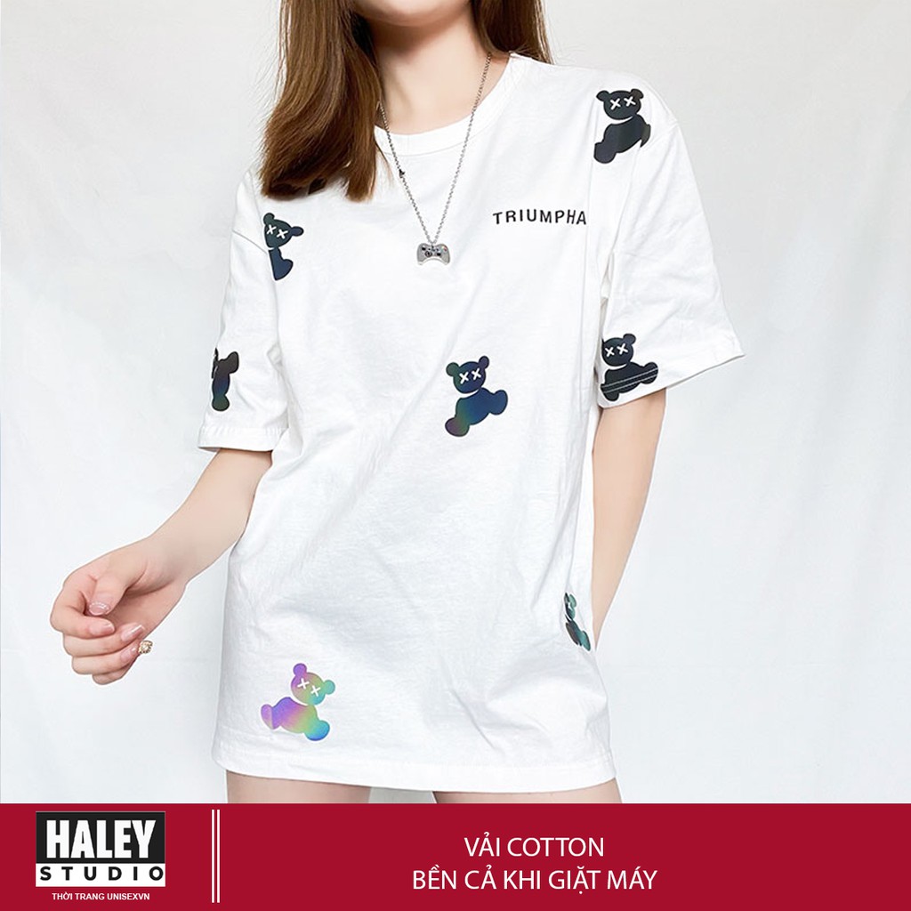 Áo Thun Phản Quang 7 màu Triumpha Unisex CTN447 Tay Lỡ Form Rộng Nam Nữ phong cách Hàn Quốc Haley