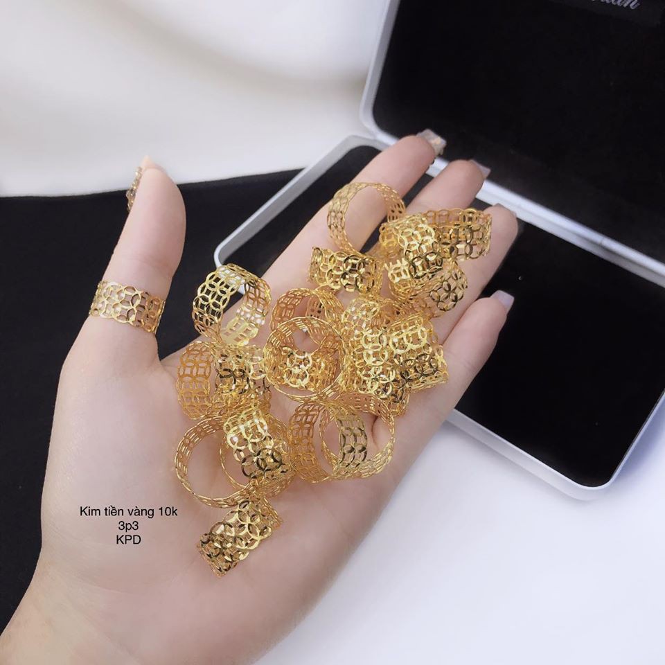Nhẫn kim tiền  may mắn,phụ kiện trang sức, có bảo hành,Vàng bạc an chi