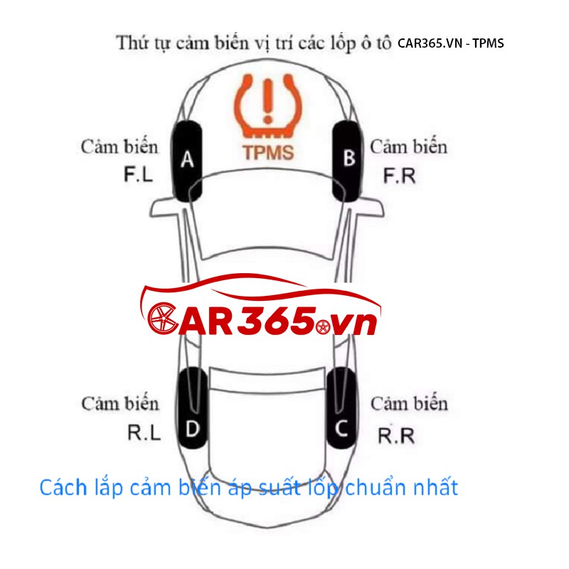 Cảm biến áp suất lốp ô tô xe hơi CAR365VN TPMS Cao Cấp Van Ngoài Bản Quốc Tế Màn Hình Màu LCD ( TẶNG 4PIN DỰ PHÒNG)