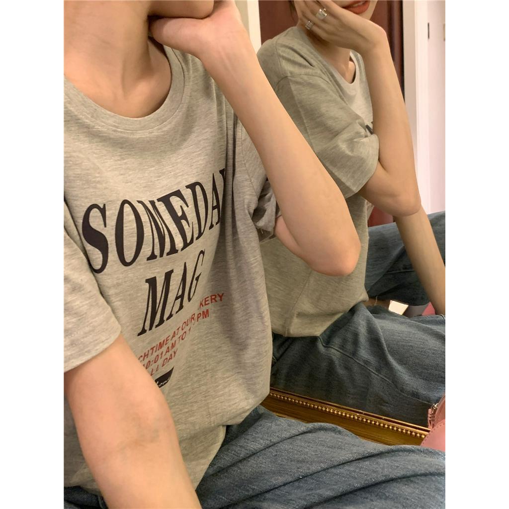 Áo Thun Cotton Nguyên Chất Dáng Rộng Ngắn Tay In Hình Phong Cách Cổ Điển 612