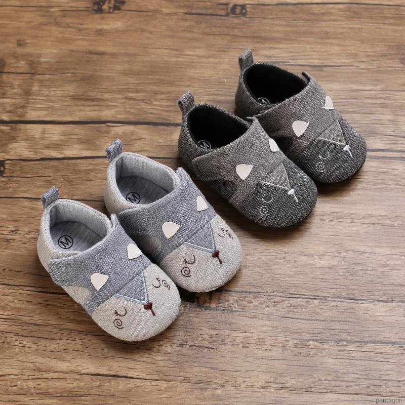 Giày tập đi dành cho bé 0-18 tháng tuổi làm từ cotton đế mềm chống trượt