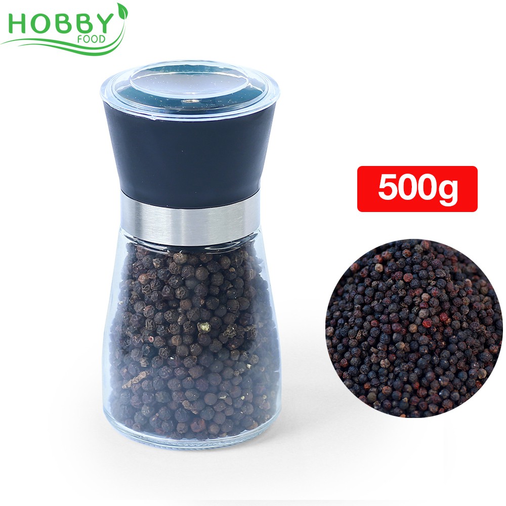 Combo dụng cụ xay tiêu tay vặn và 500gram tiêu hạt sấy khô Gia Lai cao cấp - HOBBY FOOD