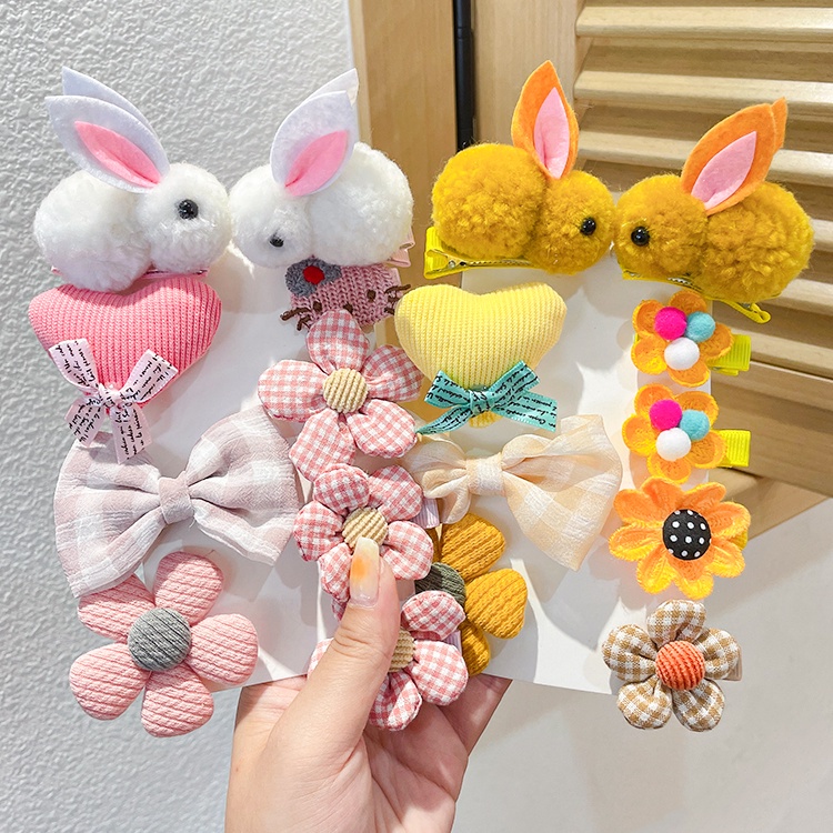 Kẹp tóc hình chú thỏ bằng nhung dễ thương xinh xắn phong cách Nhật Bản