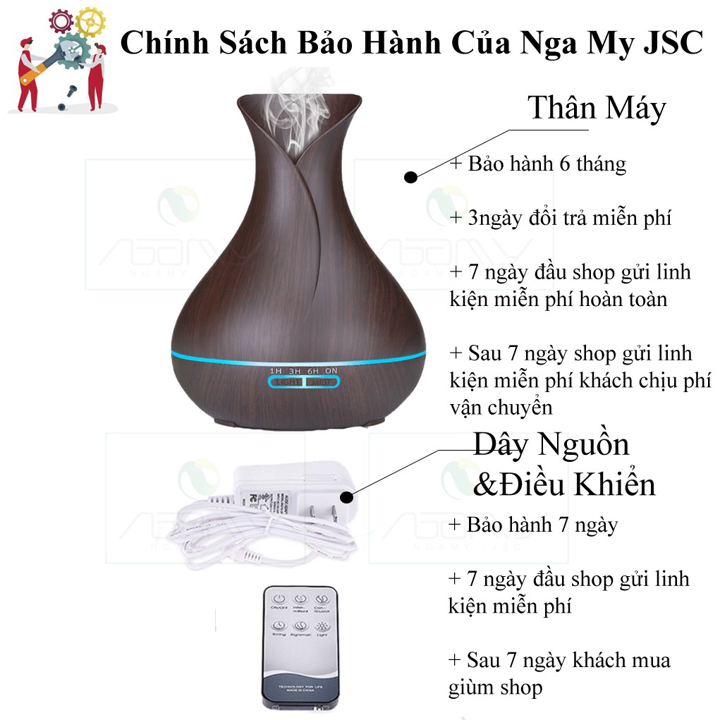 Đèn Xông Tinh Dầu Phun Sương TuyLip Tặng Tinh Dầu Cao Cấp Và Điều Khiển Bù Ẩm Máy Hết Nước Tự Ngắt