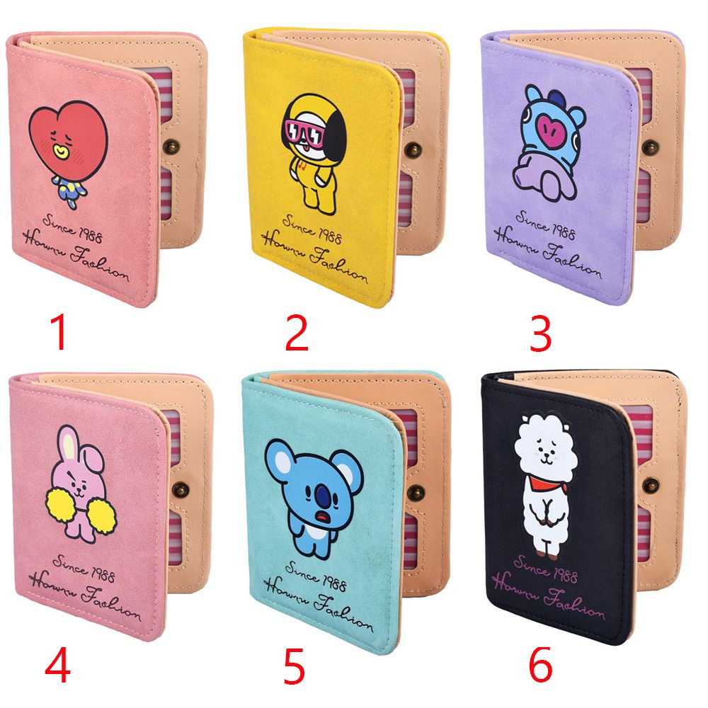 Ví Da Mini Đựng Tiền Xu/Chìa Khóa/Thẻ In Hình BTS Dễ Thương Cho Nữ