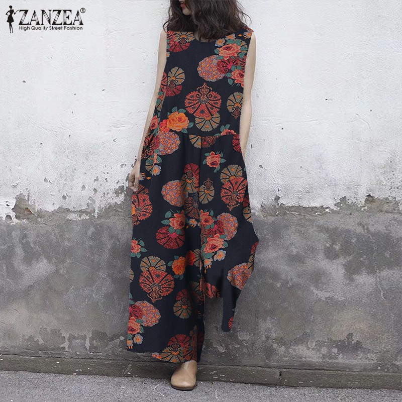 Áo Liền Quần ZANZEA Không Tay Hợp Thời Trang Dành Cho Nữ